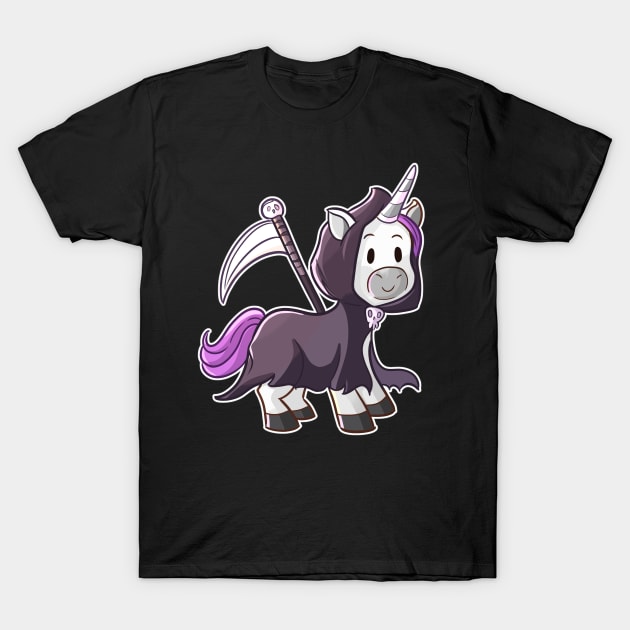 Grim Reaper Unicorn T-Shirt by Wanderer Bat